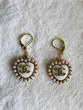CHANEL Gold Pendants turned into Earrings